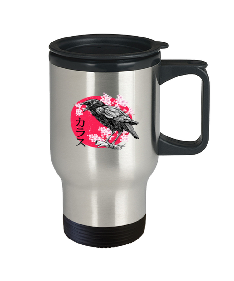 Coffee Travel Mug Funny Japanese Red Moon Raven