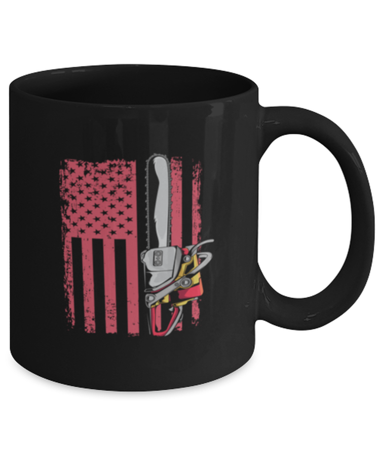 Coffee Mug Funny US Flag Chainsaw