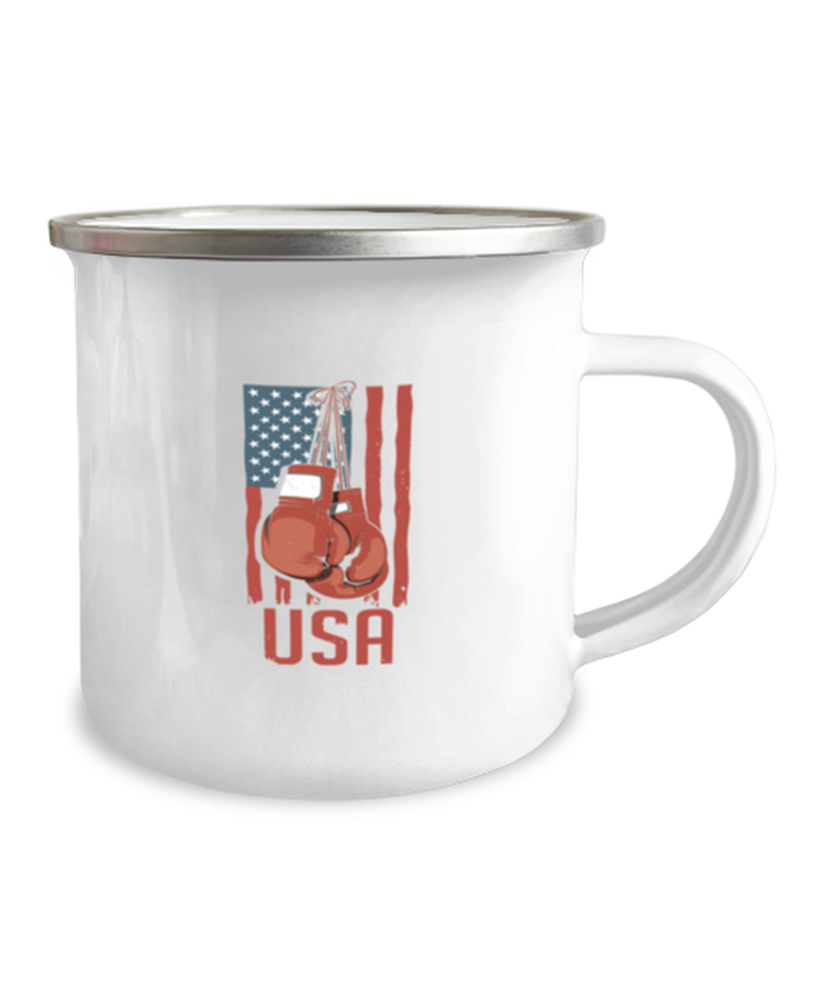 12 oz Camper Mug Coffee Funny Boxing Gloves American Flag