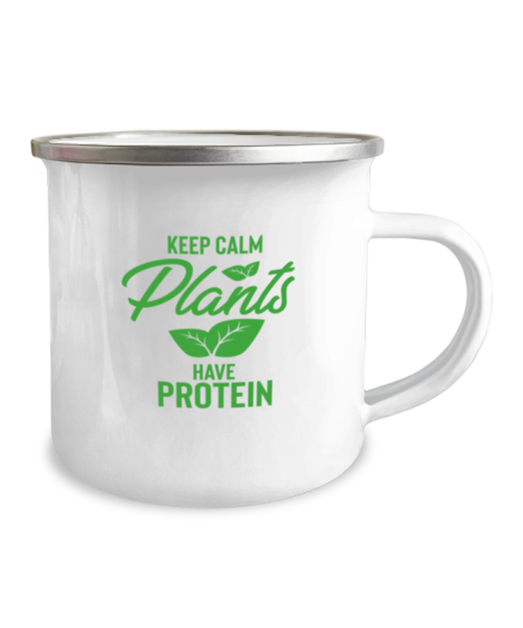 12 oz Camper Mug Coffee Funny Keep Calm Plants Have protein