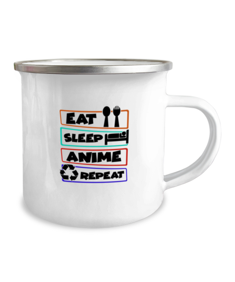 12 oz Camper Mug Coffee, ravel mug, Funny Eat Sleep Anime Repeat