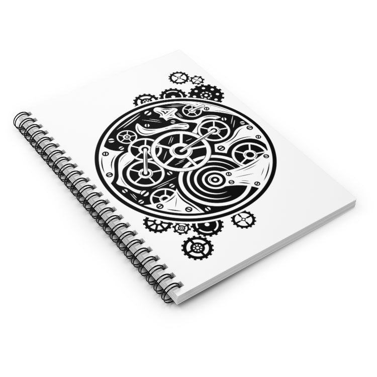 Spiral Notebook   Vintage Steampunk Clock Mechanical Sarcastic Gears Humor Retro Clockpunk Workers Sayings Sarcastic Machines
