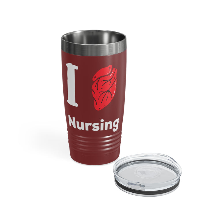 I Heart Nursing Funny Nurse T-Shirt | Nurse Appreciation Nurse Shirts | Anatomical Heart Gift For Her | Gift For Him Ringneck Tumbler, 20oz