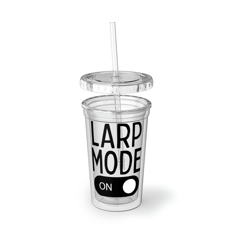 16oz Plastic Cup Funny Saying LARP Mode On Larping Gamer Introvert Hobby Novelty Women Men Sayings Sassy Sarcasm