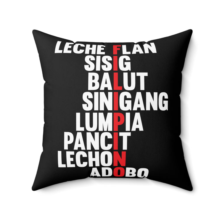 Leche Custards Sisig Balut Sinigang Quote Tee Shirt Gifts | Cute Lechon Adobo Filipino Foodie Men Women TShirt Spun Polyester Square Pillow