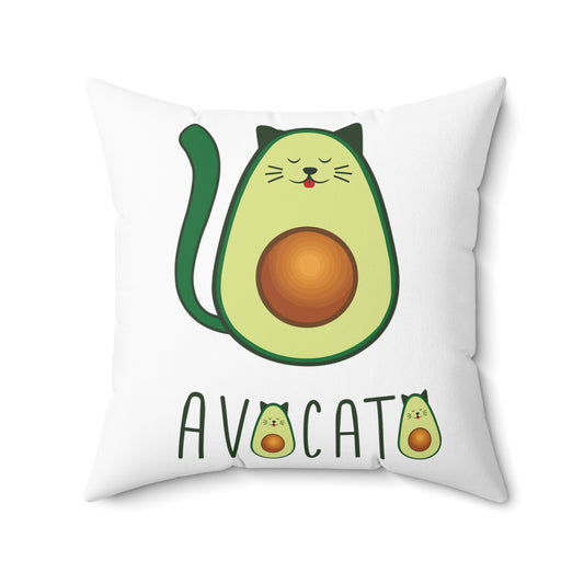 Cute Avocato For Men Women Cat Lover Spun Polyester Square Pillow