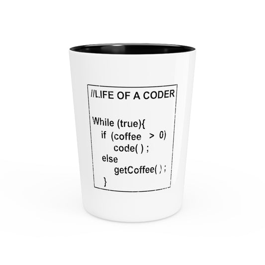 Shot Glass Party Ceramic Tequila Hilarious Programmers Software System Analyst Enthusiast Humorous Coding Programming Encoder Decoding Lover