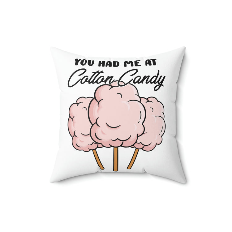 Humorous Sugary Taffy Puffy Desserts Sweets Fairy Floss Spun Wool Candyfloss Tinsel Spun Polyester Square Pillow