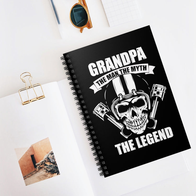 Spiral Notebook Vintage Granddads Motorcycling Enthusiasts Illustration Gag Skulls Graphic Driving Statements Puns