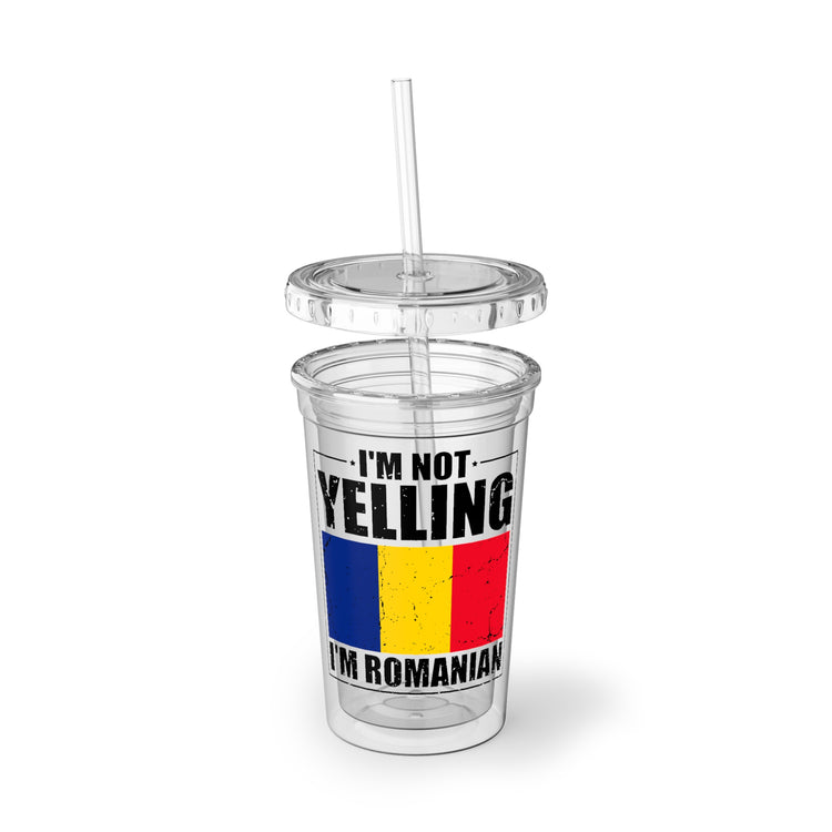 16oz Plastic Cup Humorous Nationalistic Patriotic Romanian Country Hometown Nationalism Birthplace City Home Lover