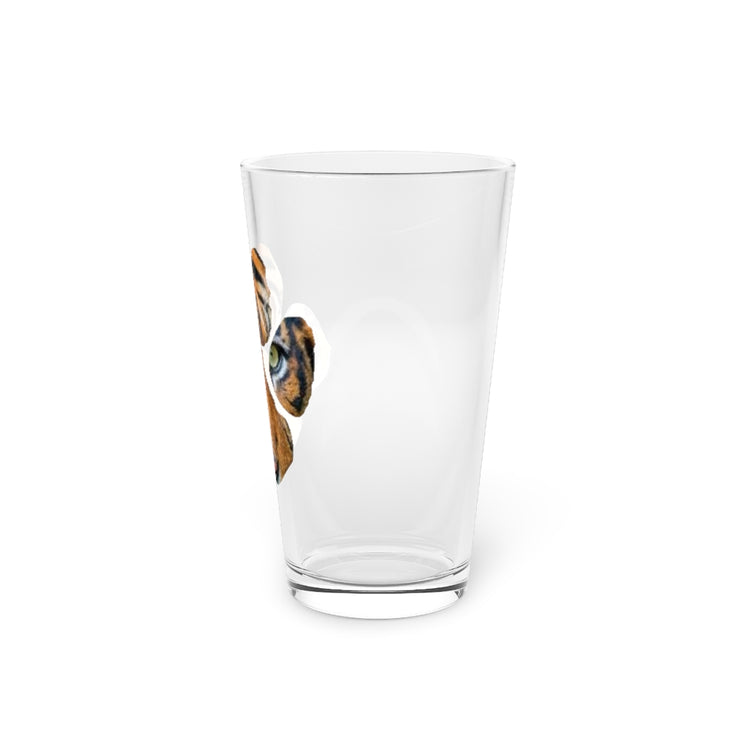 Beer Glass Pint 16oz  Cool Tiger Eyes Paw Lion Enthusiasts Graphic