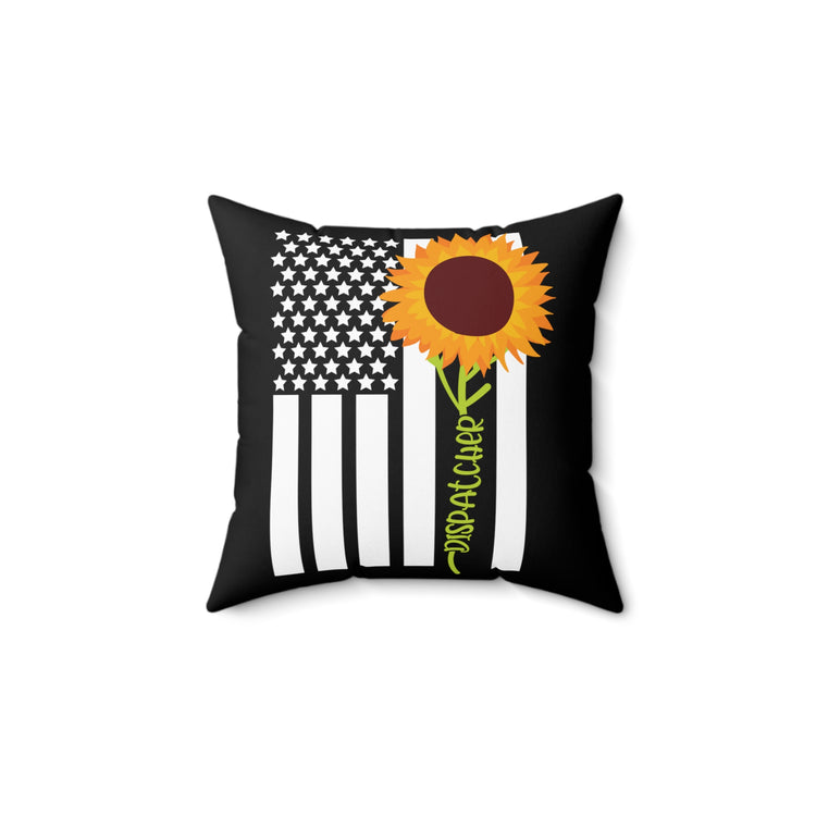 American Flag Sunflower Dispatcher Graphic Vintage Deliveryman Illustration Men Women T Shirt Spun Polyester Square Pillow