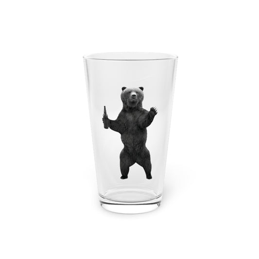 Beer Glass Pint 16oz   Holding A Bear Homebrewer