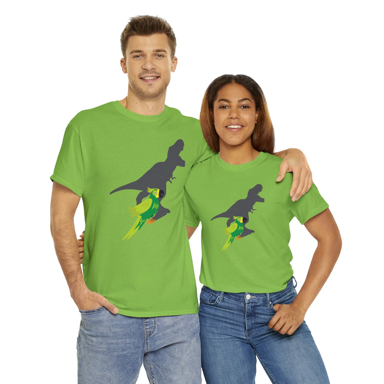 Shirt Funny Screaming Parrot Courageous Dinos Cockatiel Bird Dinosaur Animal Comical T-Shirt Unisex Heavy Cotton Tee