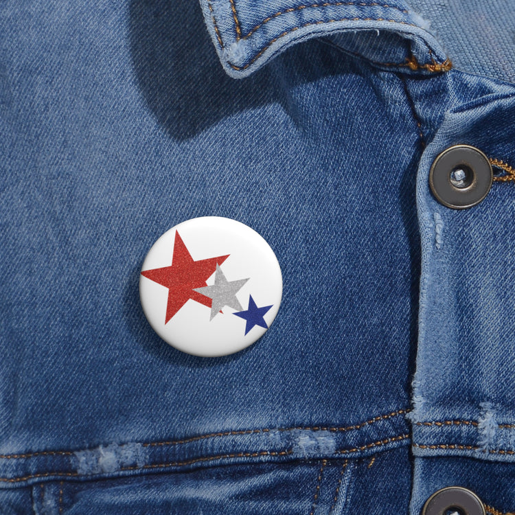 Three Stars Fourth Of July Custom Pin Buttons