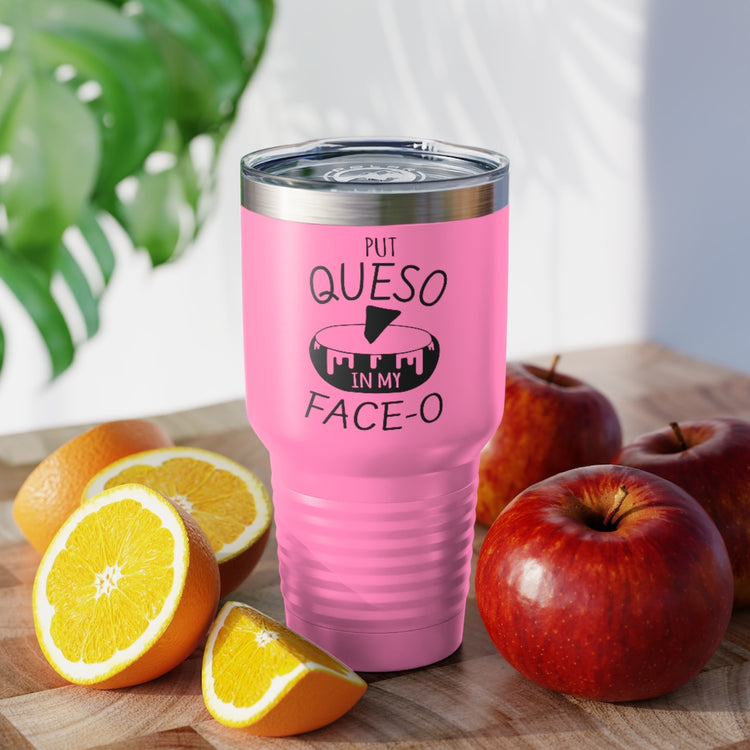 30oz Tumbler Stainless Steel Colors Humorous Mexican Queso Enthusiasts Food Illustration Puns Hilarious Foods