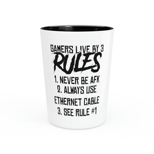 Shot Glass Party Ceramic Teuqila Hilarious Nostalgic Player 3 Rules Gamer Games Techie Amusement  Men Women Sarcasm