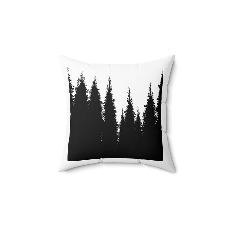 Pine Tree Forest Happy Camper Mountain Camping Hik Spun Polyester Square Pillow