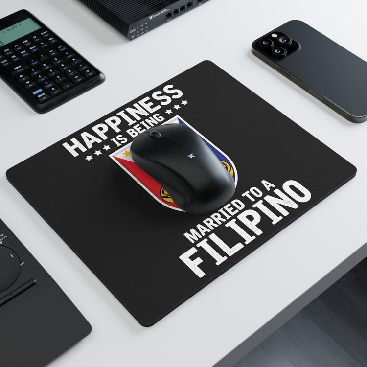 Humorous Happiness Is Married To Filipino Asian Wife Husband Novelty Marriage Nationalistic Philippines Flag Rectangular Mouse Pad