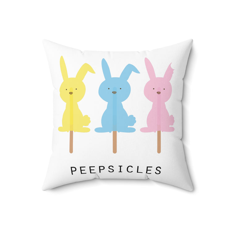 Easter Bunny Peepsicles Christians Holiday Men Wom Spun Polyester Square Pillow