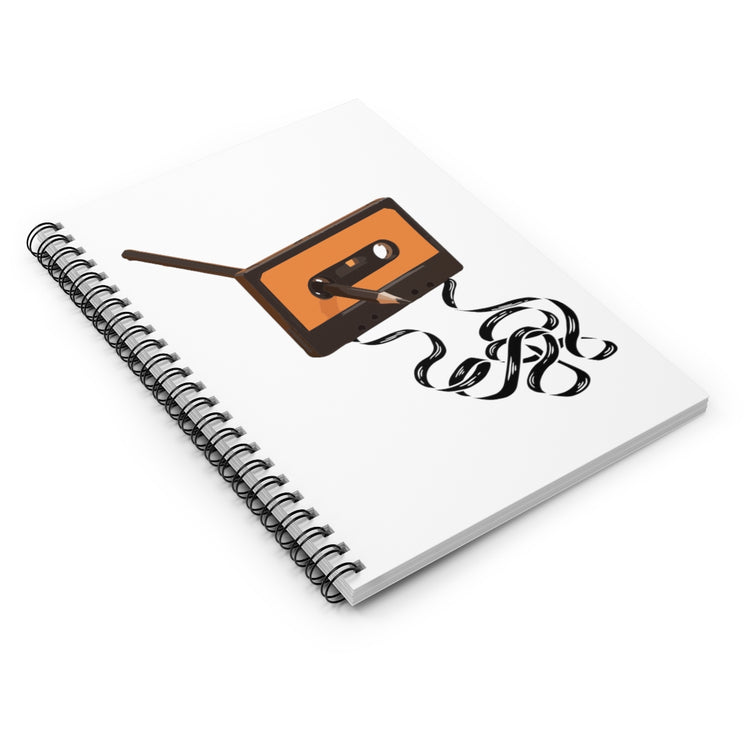 Spiral Notebook Humorous Retro Tape Recording Audio Tape Lover Hilarious  Recorder Men Women