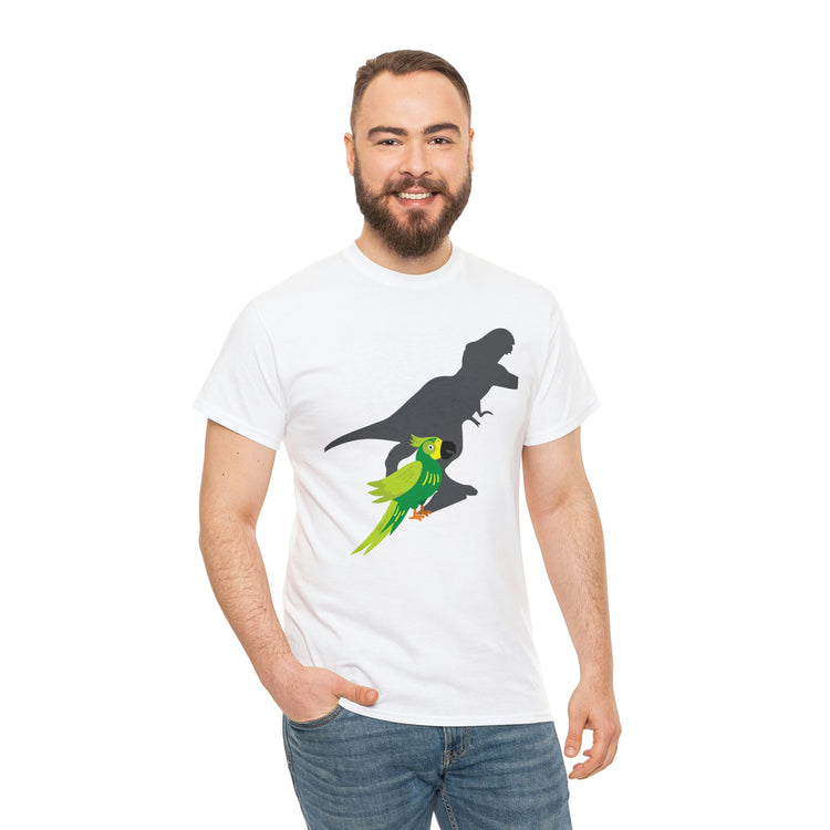 Shirt Funny Screaming Parrot Courageous Dinos Cockatiel Bird Dinosaur Animal Comical T-Shirt Unisex Heavy Cotton Tee