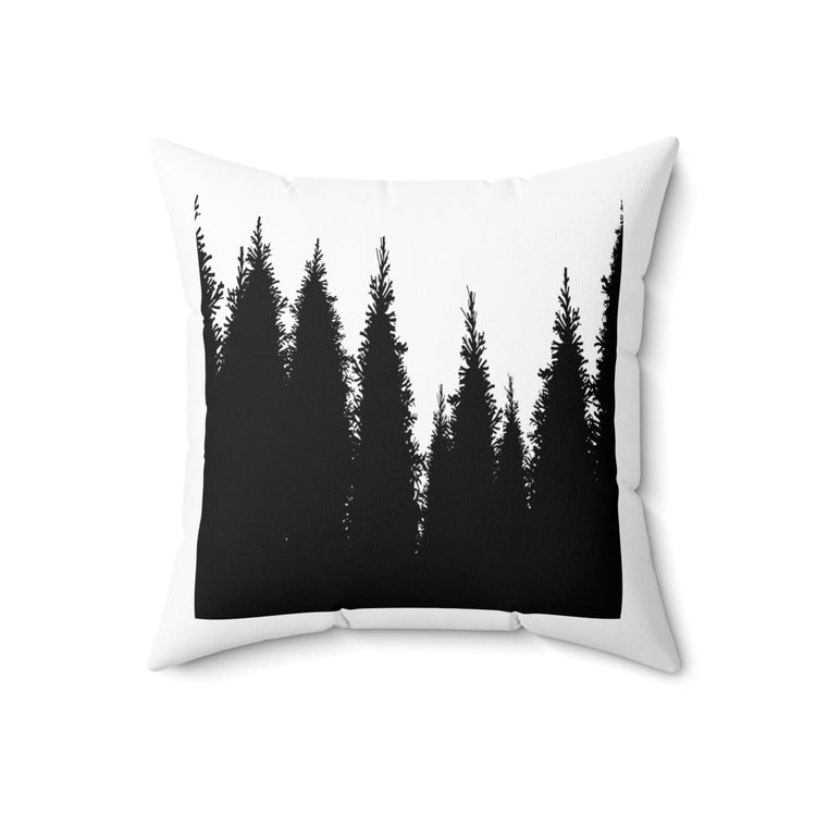 Pine Tree Forest Happy Camper Mountain Camping Hik Spun Polyester Square Pillow