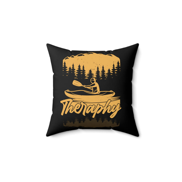 Novelty Therapist Vintage Kayaking Paddlers Canoers Lover Hilarious Old-Fashioned Canoeing Boating Devotee Spun Polyester Square Pillow