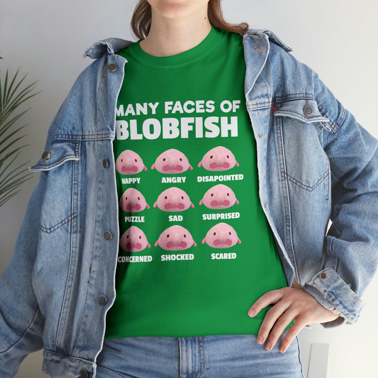 Shirt Funny Many Faces Of Blobfish Ugly Weird creatures viral lovers Humorous Memes T-Shirt Unisex Heavy Cotton Tee