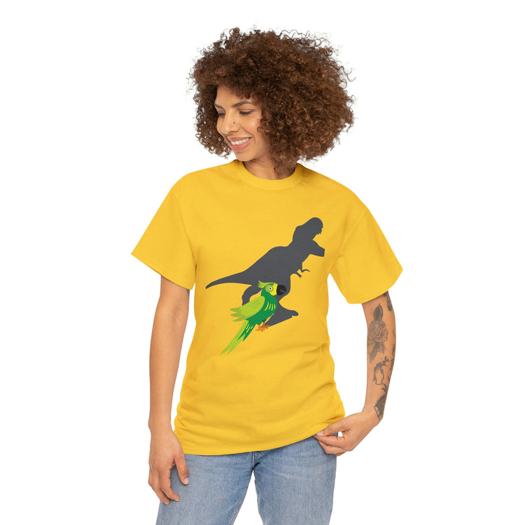 Shirt Funny Screaming Parrot Courageous Dinos Cockatiel Bird Dinosaur Animal Comical T-Shirt Unisex Heavy Cotton Tee