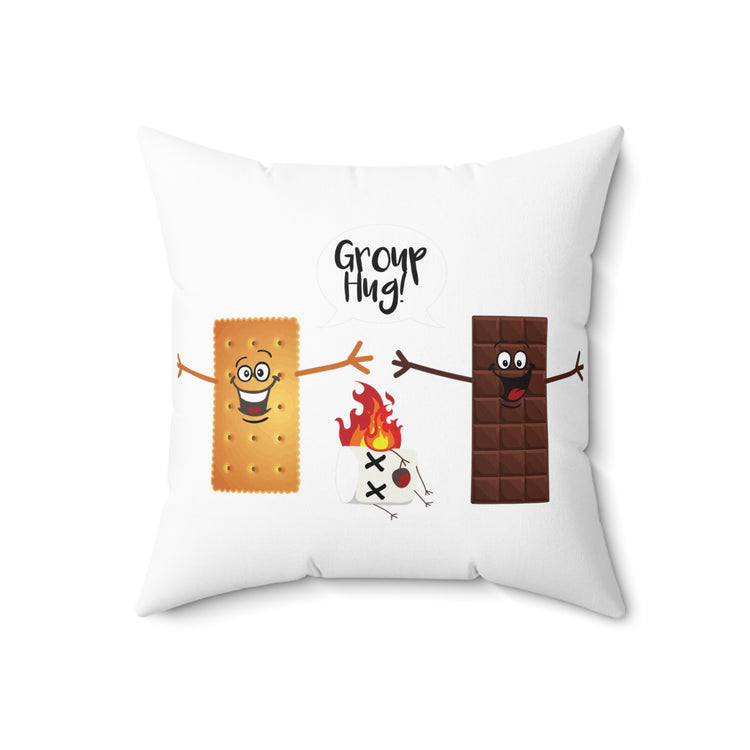 Funny Group Hug Smores Chocolate Marshmallow Spun Polyester Square Pillow