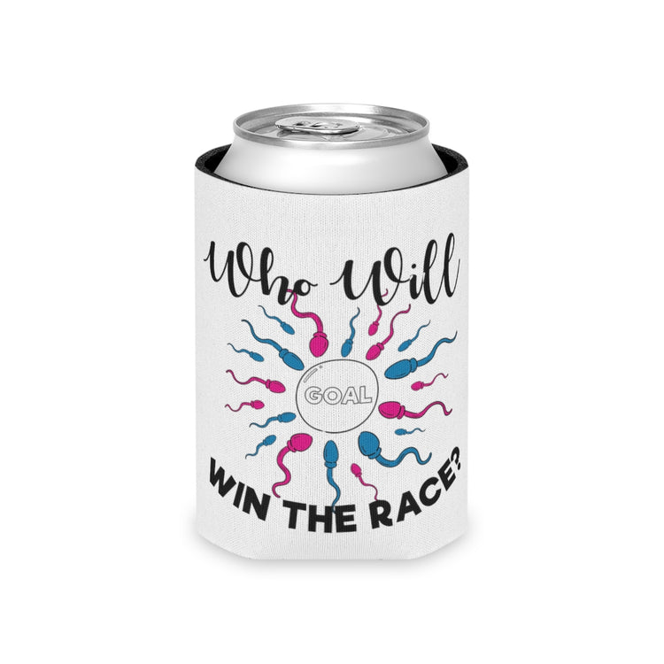 Beer Can Cooler Sleeve   Who Will Win The Race Funny Gender Announcement