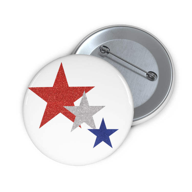 Three Stars Fourth Of July Custom Pin Buttons