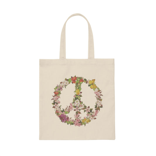 floral peace sign Canvas Tote Bag