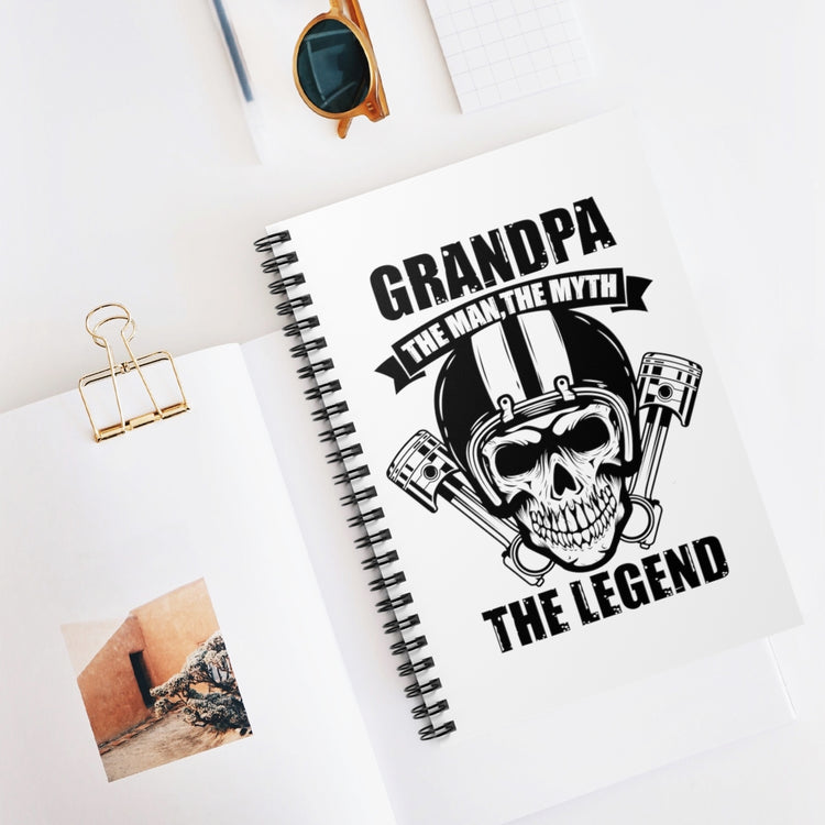 Spiral Notebook Vintage Granddads Motorcycling Enthusiasts Illustration Gag Humorous Skulls Graphic Driving Puns