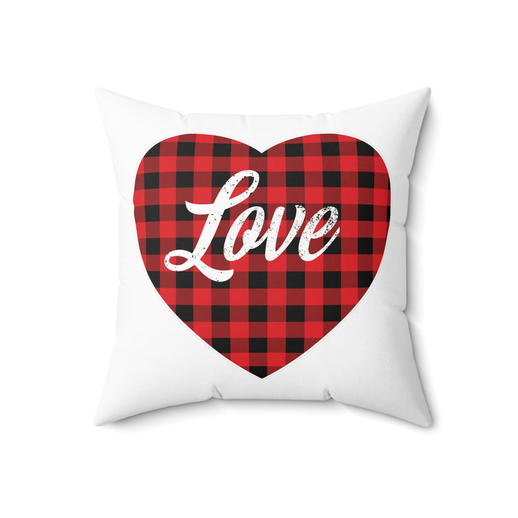 buffalo plaid heart 2 Spun Polyester Square Pillow