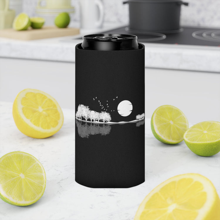 Beer Can Cooler Sleeve  Humorous Nostalgic Fullmoon Star Guitars Music Enthusiast Novelty Old-Fashioned Musicians Accordionist Lover