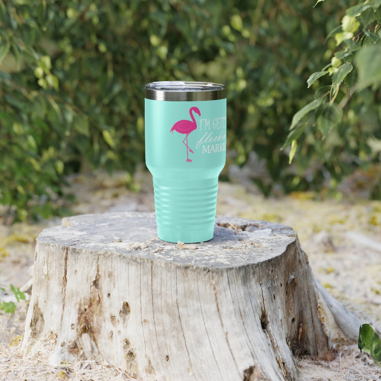 30oz Tumbler Stainless Steel Colors  Humorous Bridal Entourages Flamingoes Illustration Puns Hilarious Bridesmaids