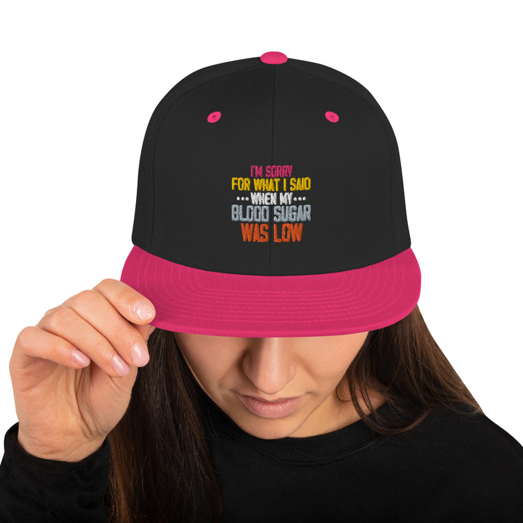 Snapback Hat Humorous Diabetic Glucose Insulin Sickness Blood Disease Novelty Hypoglycemia Ketoacidosis Obesity Dialysis