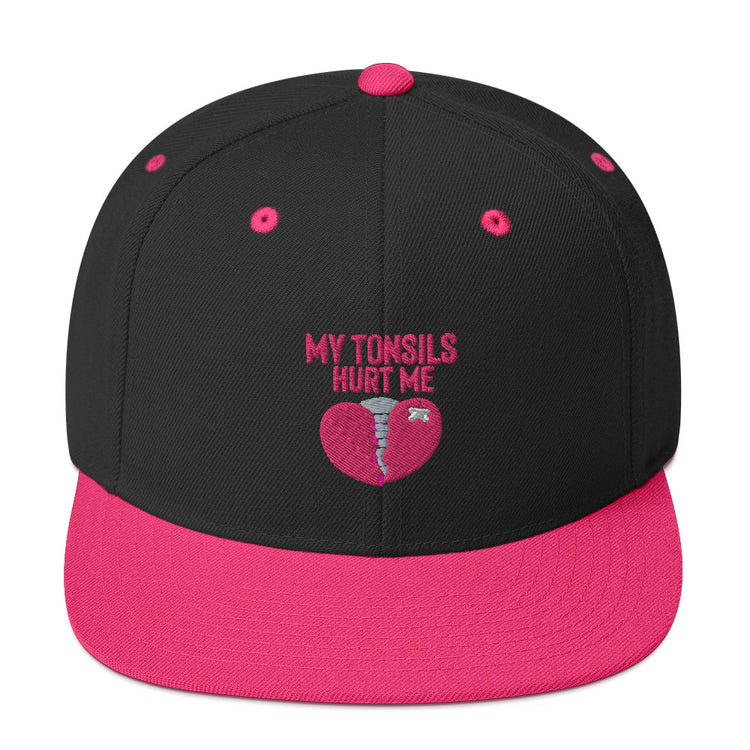 Snapback Hat Humorous Tonsillectomy Surgery Palatine Tonsil Healing Pun Hilarious Tonsillitis Recovery Sarcasm