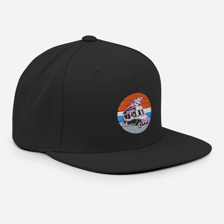 Snapback Hat Hilarious Old-Fashioned Nostalgic Automobiling Sweets Van Humorous Soft-Serve Commercial Truck