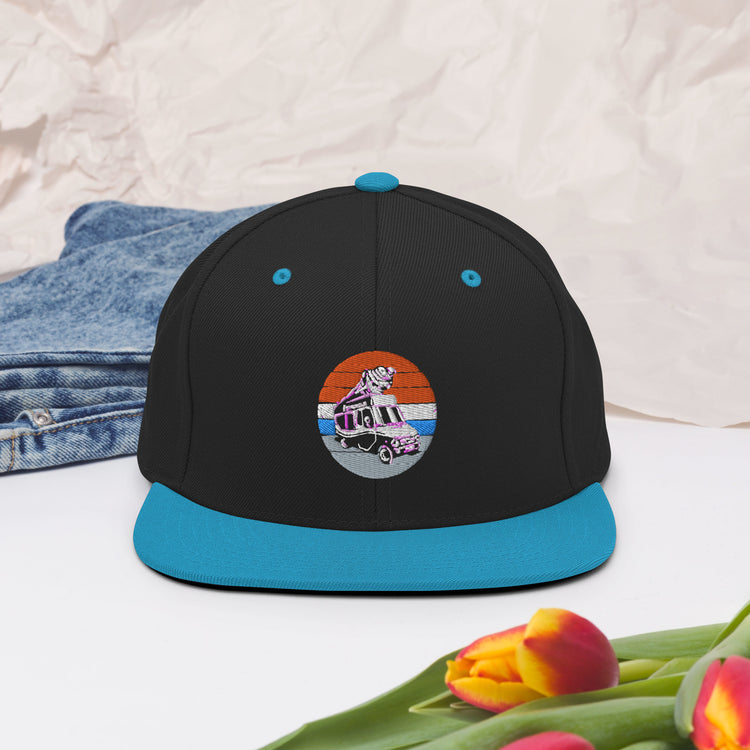 Snapback Hat Hilarious Old-Fashioned Nostalgic Automobiling Sweets Van Humorous Soft-Serve Commercial Truck