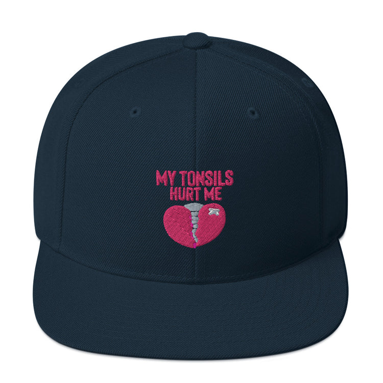 Snapback Hat Humorous Tonsillectomy Surgery Palatine Tonsil Healing Pun Hilarious Tonsillitis Recovery Sarcasm