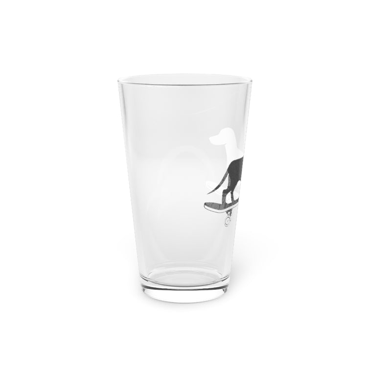 Beer Glass Pint 16oz  Humorous Skateboarder Girl Skater Skating America Enthusiast Novelty