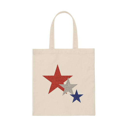 Three Stars Fourth Of July Canvas Tote Bag