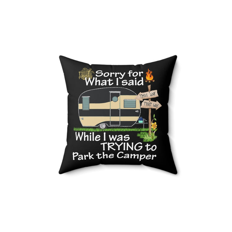 Humor Trailer Camper Family Wilderness Trip Spun Polyester Square Pillow