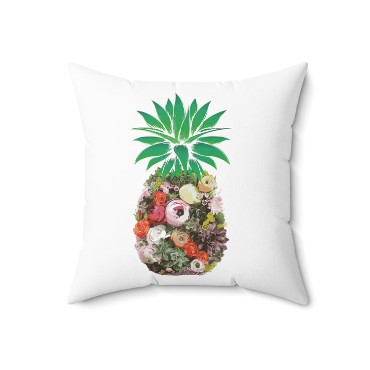 Floral Pineapple Aloha Summer Vegan Spun Polyester Square Pillow