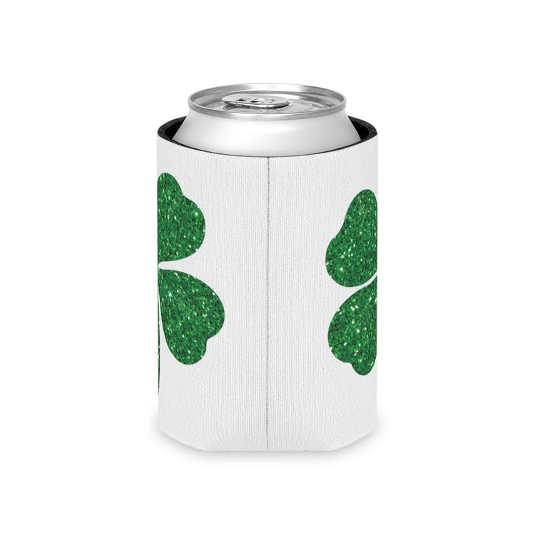Beer Can Cooler Sleeve  Motivational Glittery Shamrocks Festivities Illustration Inspirational Clovers