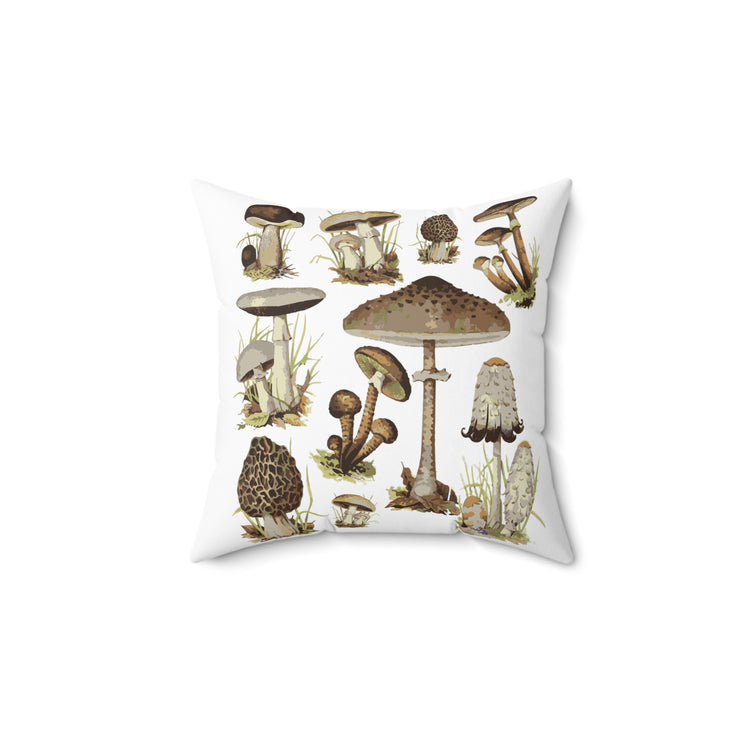 Mushroom Hunting Botanical Spun Polyester Square Pillow