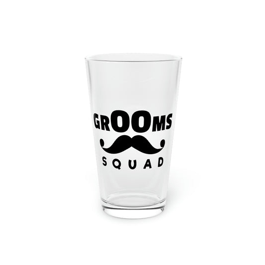 Beer Glass Pint 16oz Funny Groom Squad Wedding Bachelors Mustache Wedding  Grooms Bridal Engagement Fiance